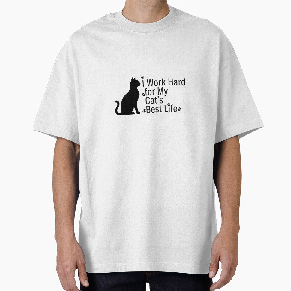 I Work Hard for My Cat’s Best Life – Minimal Cat Lover Sticker by Halimoushop