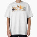Skater mid-air against a vibrant cityscape, depicted in dynamic watercolor strokes by homydesign