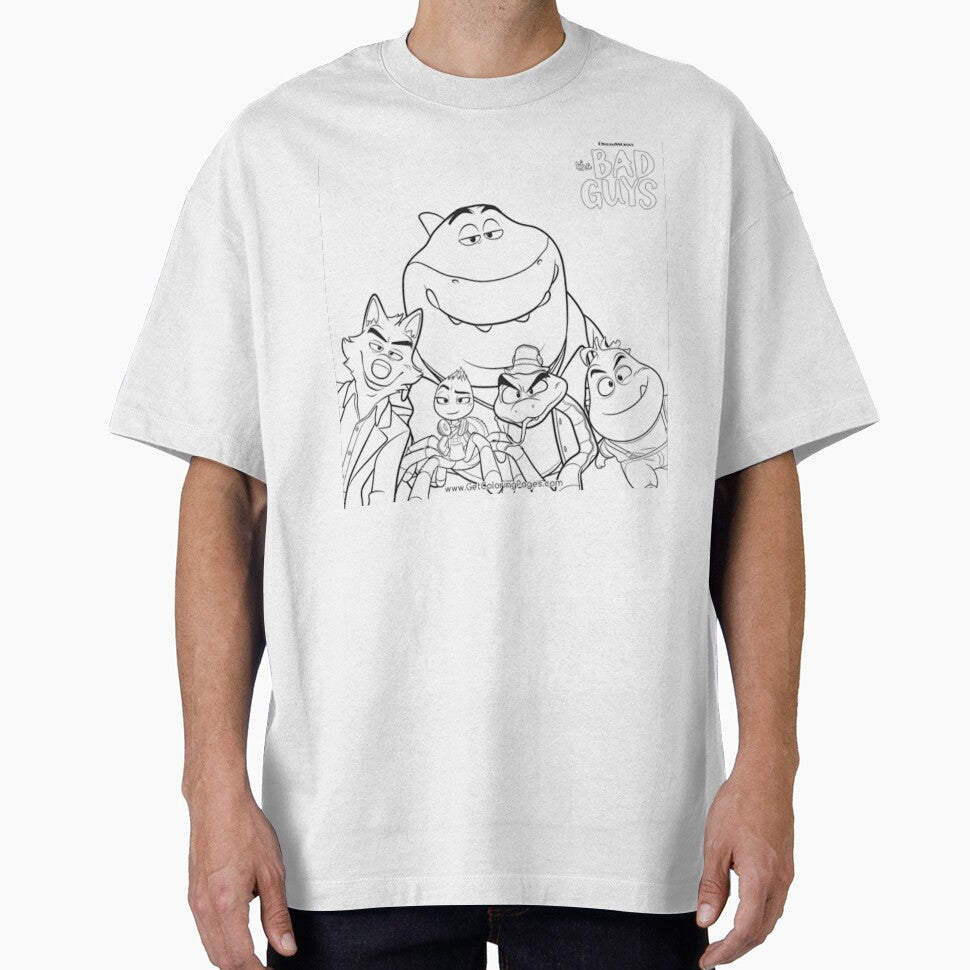 “The Bad Guys Cartoon Coloring Page – Funny Animal Gang Illustration (Wolf, Snake, Shark, Piranha, Tarantula)” by EssentialsWear