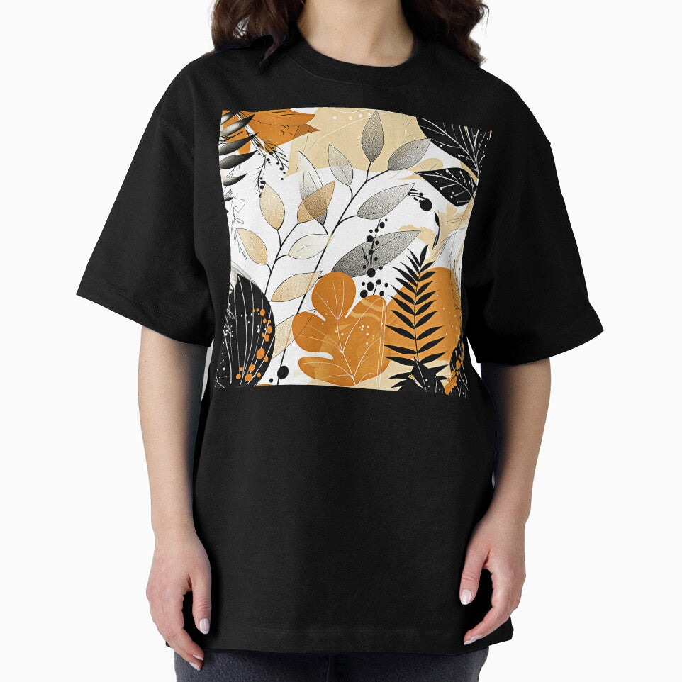Boho-Inspired Earth Tone Leaves Aesthetic Abstract Art by DEC02