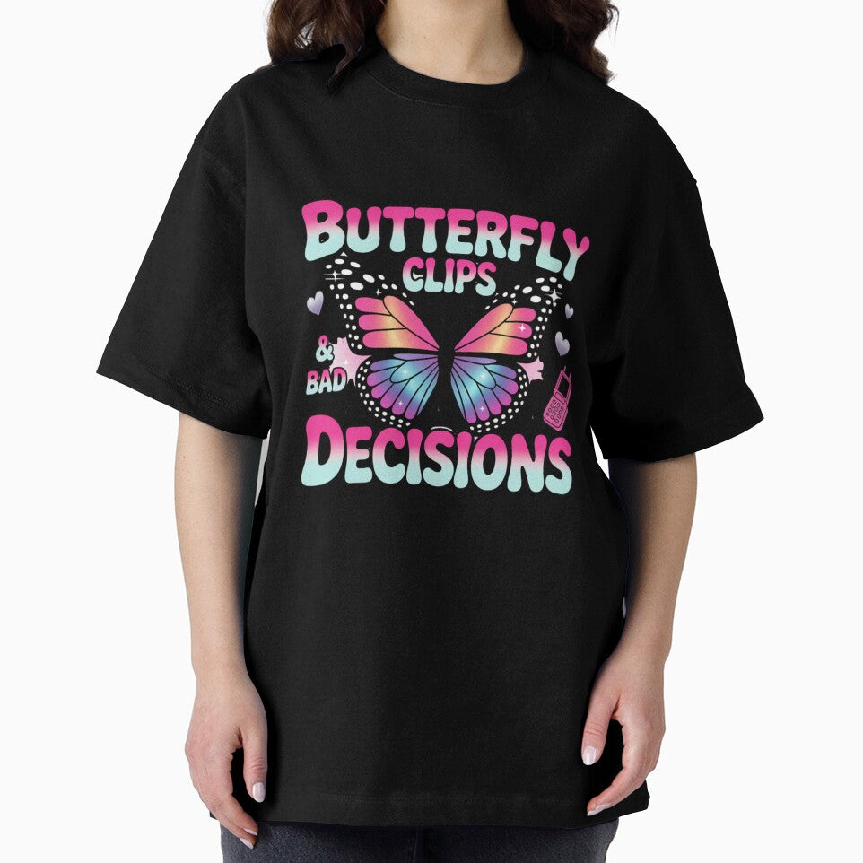 Butterfly Clips & Bad Decisions – Y2K Glam Tee by Ashley critters