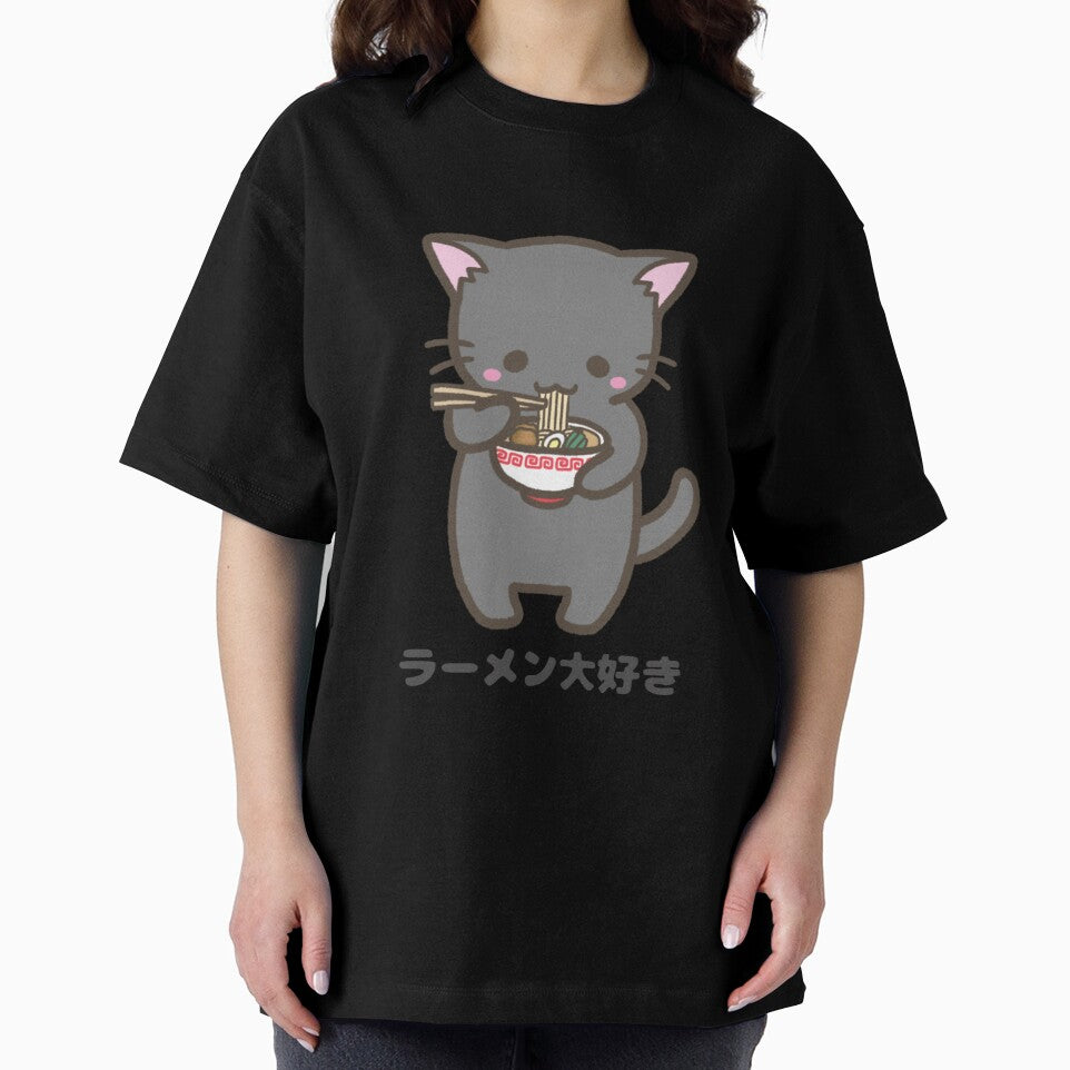 Cute Cat Eating Ramen, Kawaii Japanese, Gift for Ramen Lover, Gift for Cat Lover by famington