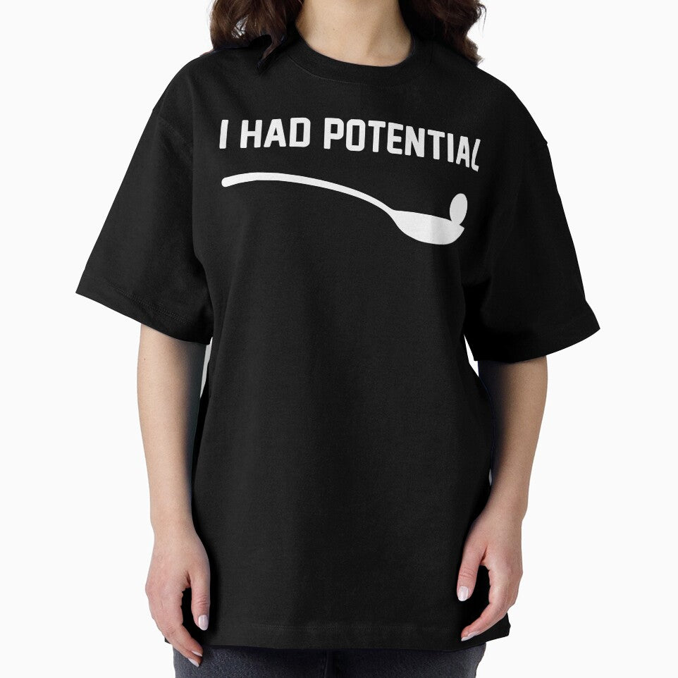 I Had Potential" Minimalist Witty Spoon Illustration Graphic Tee by axiksa10