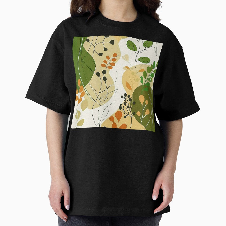 Boho Abstract Leaves Art In Green And Earthtones by DEC02