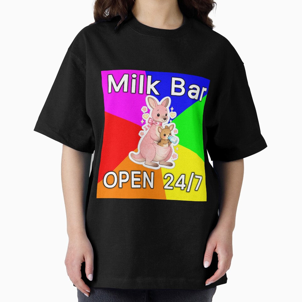 Milk Bar Open 24/7 – Kawaii Kangaroo Mom & Baby Cute Sticker Design by ahfas86