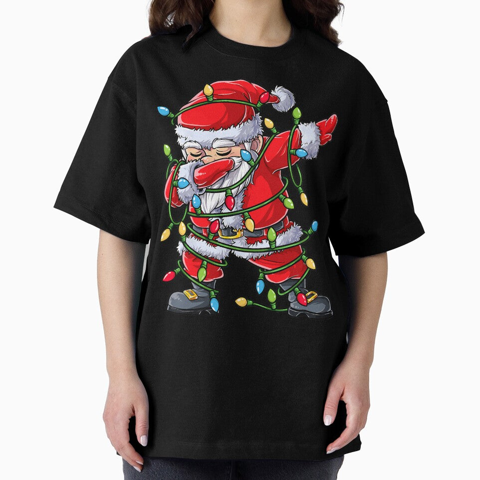 Dabbing Santa Christmas Tree Lights Xmas 	 	 Kids Dab Short Sleeve 	 Black by maissgulnari