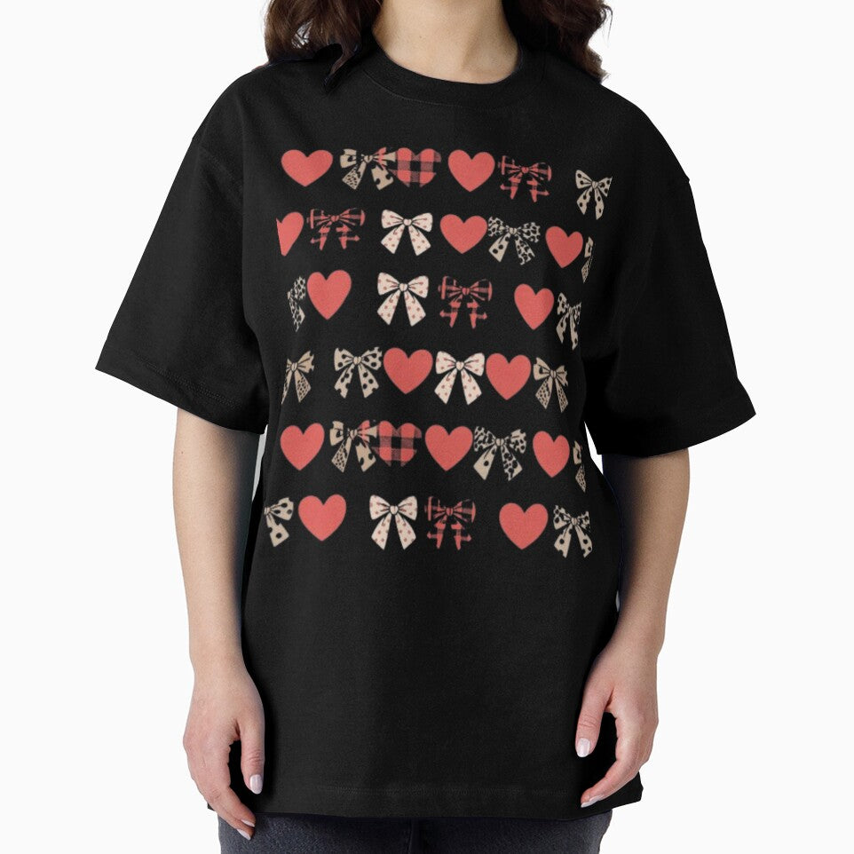 Valentine Coquette Hearts & Bows T-Shirt | Leopard Print Bow Aesthetic Shirt | Girly Valentine Outfit by Youpiworld