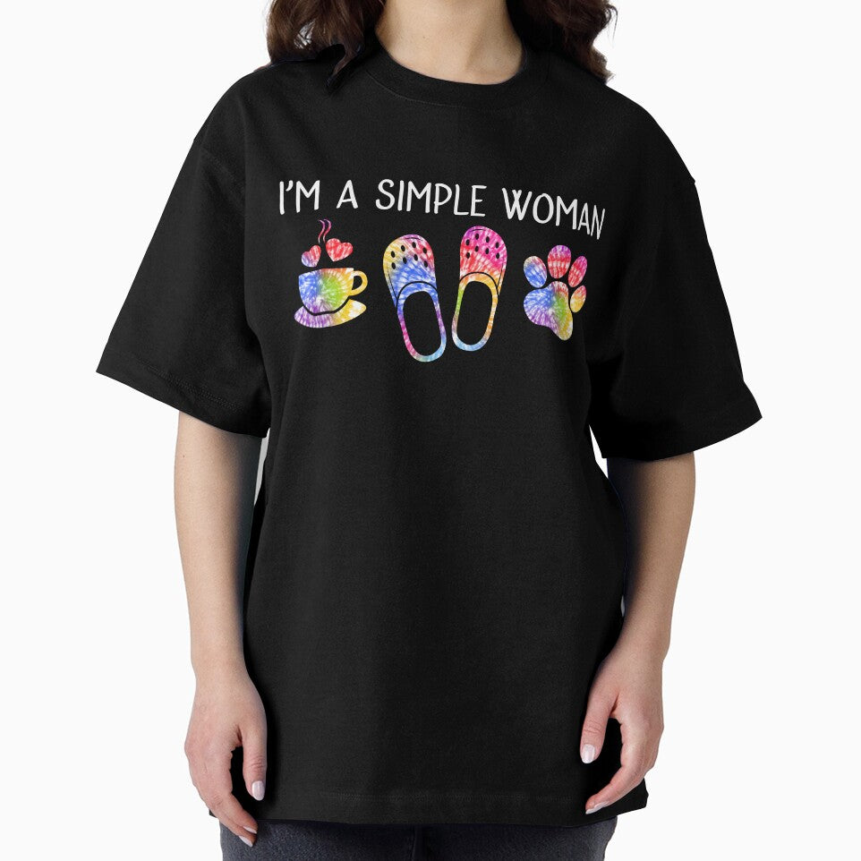 I'm A Simple Woman Slipper Coffee Dog Paw Tie Dye by 26funy
