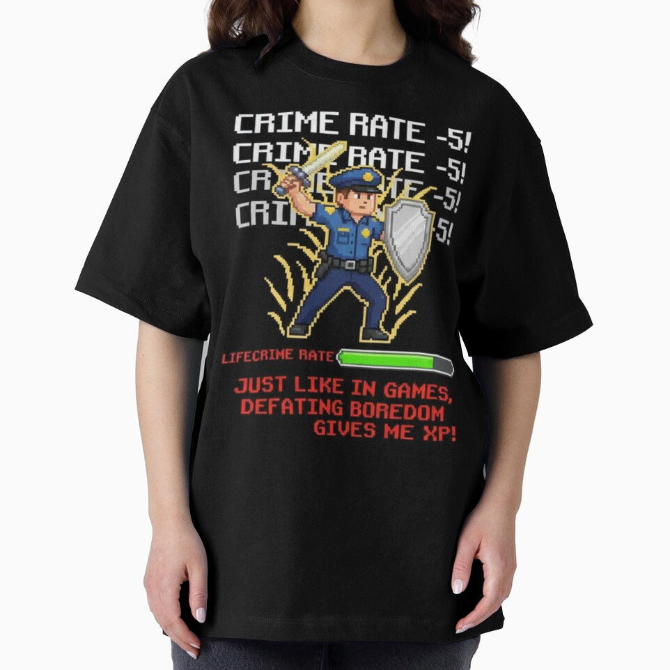 Pixel Police Officer Gamer – Retro 8 Bit Video Game Cop with Funny Quote by PunkVerseStudio