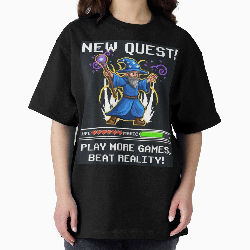 Pixel Wizard Gamer – Retro 8 Bit Video Game Mage with Funny Quote by PunkVerseStudio