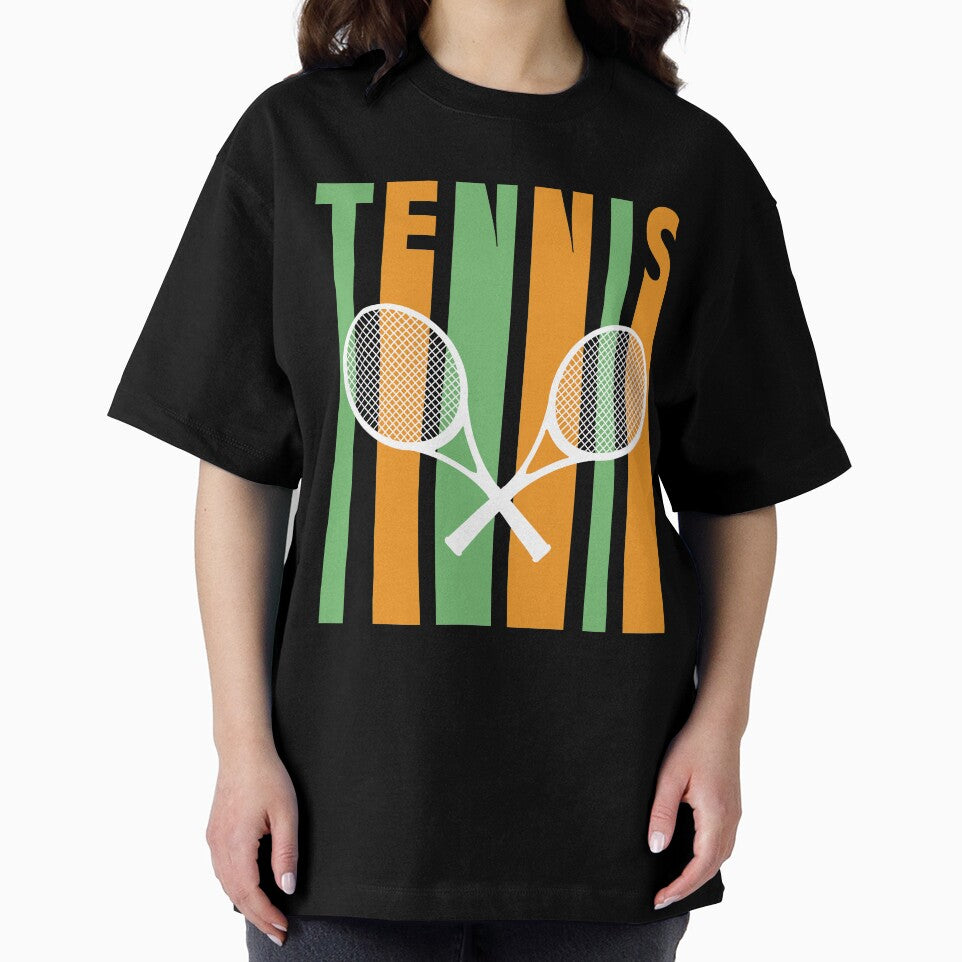 Retro 1970's Style Tennis Player Silhouette Novelty T-Shirt by Bendthetrend