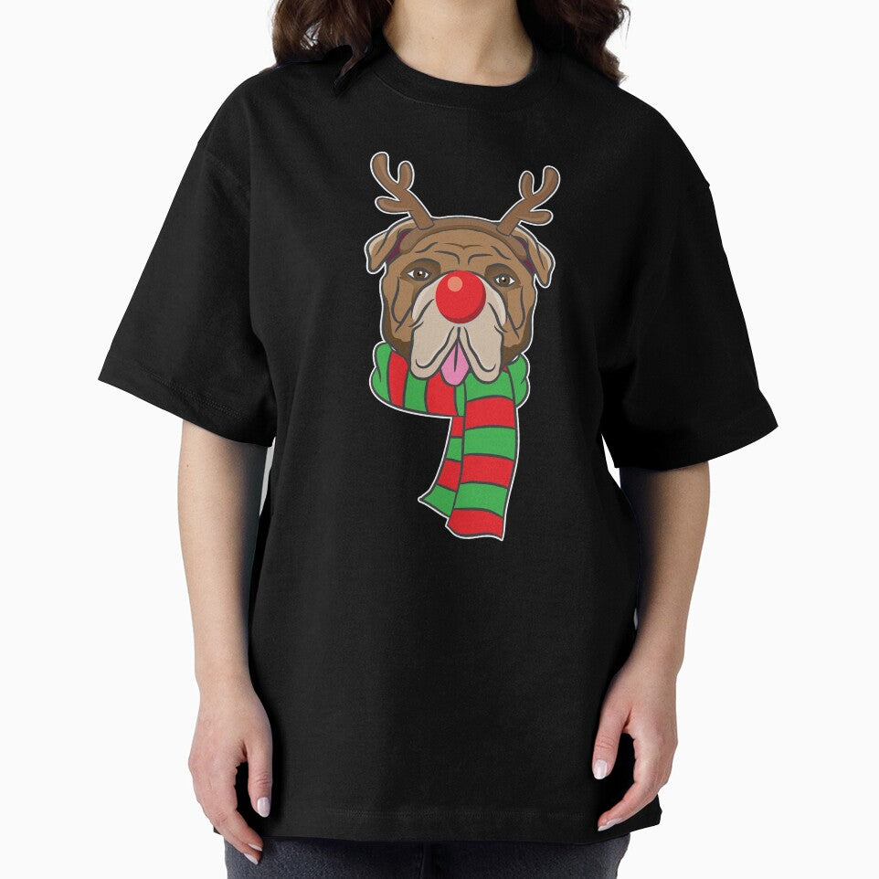 Funny Christmas Dog Xmas Reindeer Bulldog Holiday Gift by haselshirt