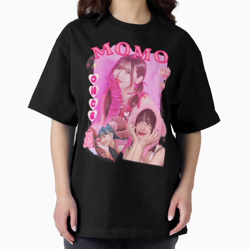 TWICE Momo Kpop Girl Group Pink Collage Design With Member Names by AJUNICE STUDIO