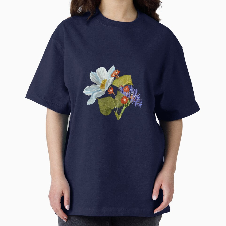 Camomile red blue flower bouquet a watercolor grey by Yana Mustafina | Boho Soulful Designs