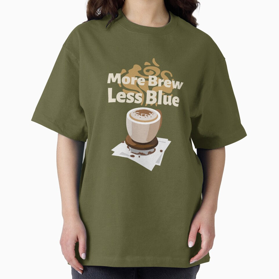 More Brew, Less Blue Crew Neck Unisex Tee by CrafteeTrends