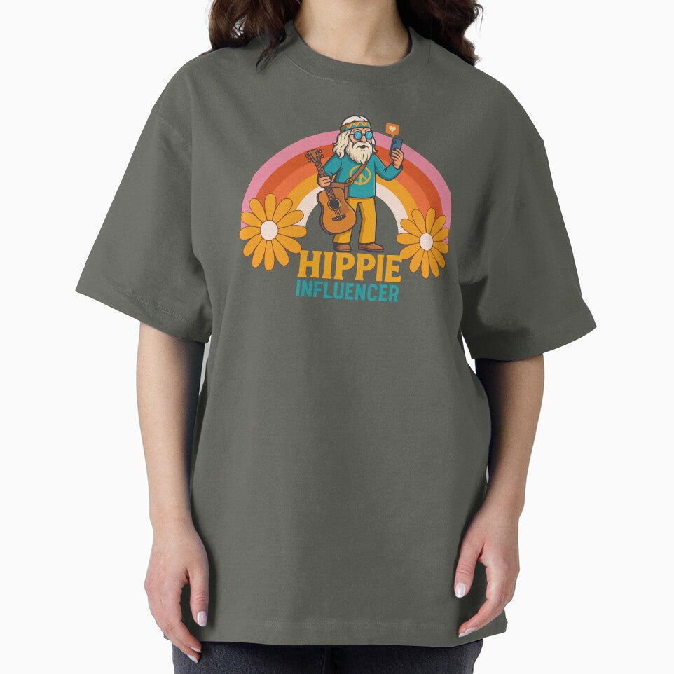 Elderly White Hippie Influencer – Funny Retro Selfie Design by Lunaria Arts