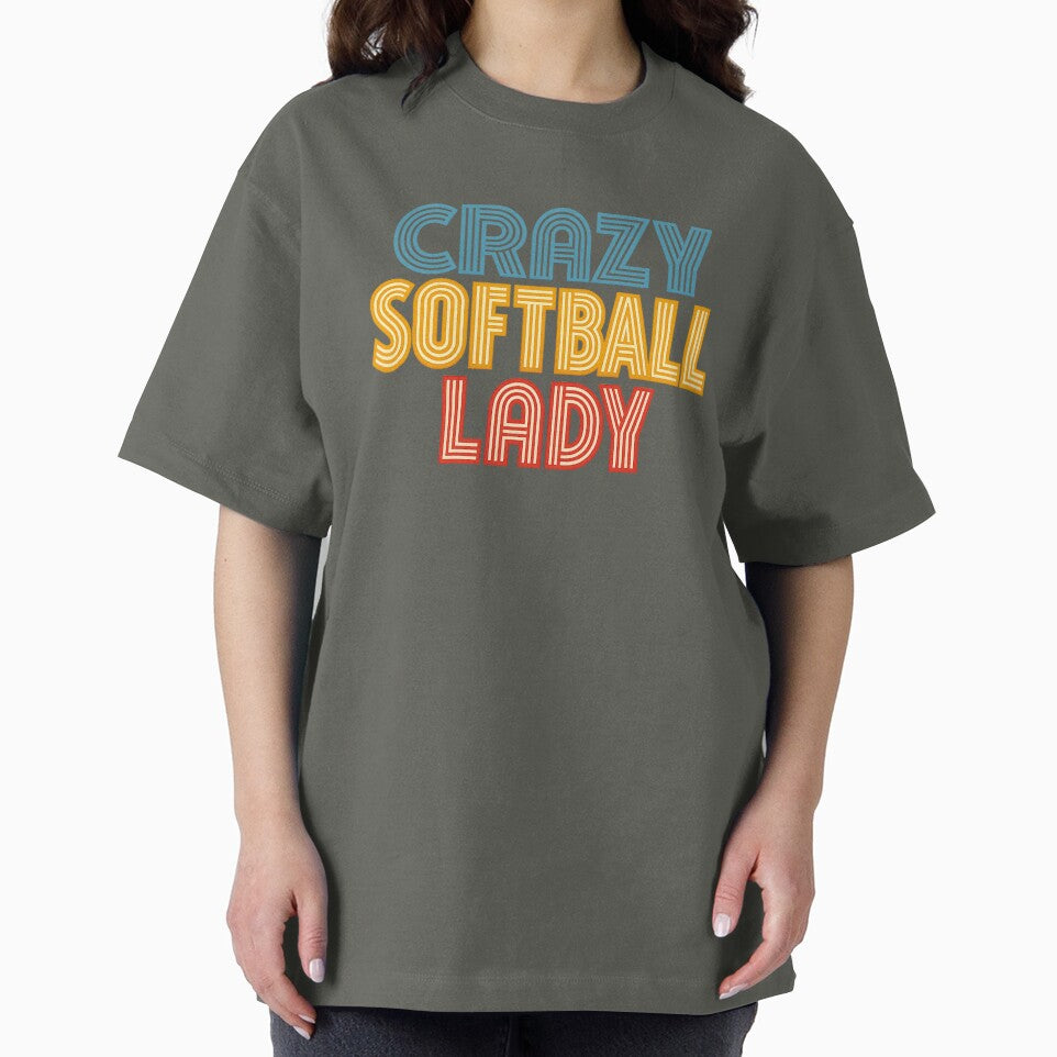 Crazy Softball Lady Retro Softball Mom Humor Player Fan Vintage Softball Typography Graphic by Azulinyo