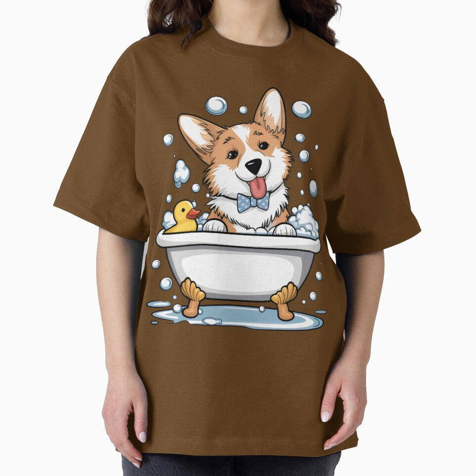 Corgi Bubble Bath Time – Cute Dog Illustration by Pastel-Pulse