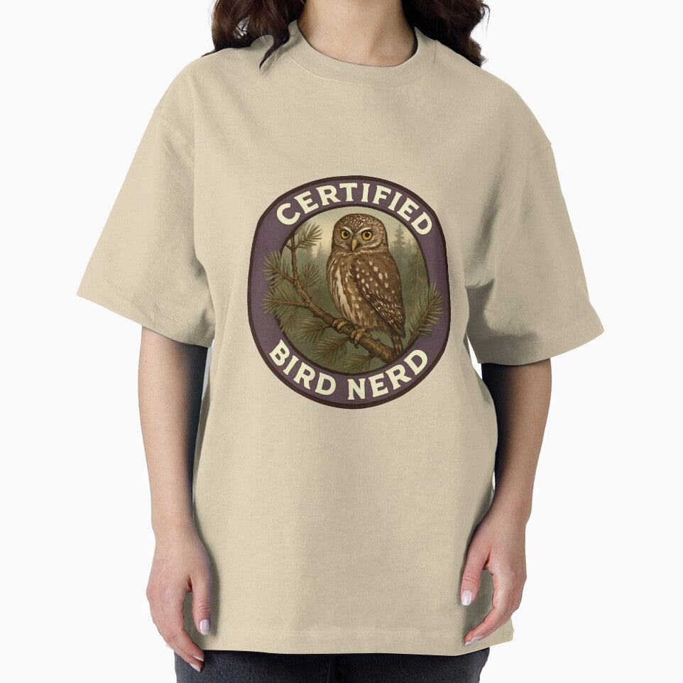 Certified Bird Nerd – Northern Pygmy Owl Vintage Badge by Brainy Bird's Place