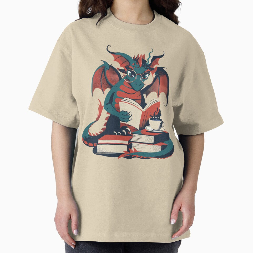 Cozy Dragon reading books and drinking hot tea by CozyLounge