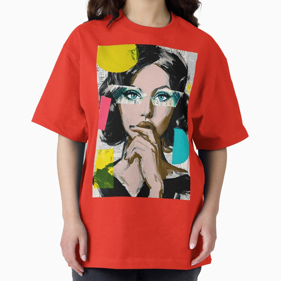 Explore Modern Expression with a Thoughtful Woman Amidst Vibrant Geometric Shapes by OlfactoART Studio