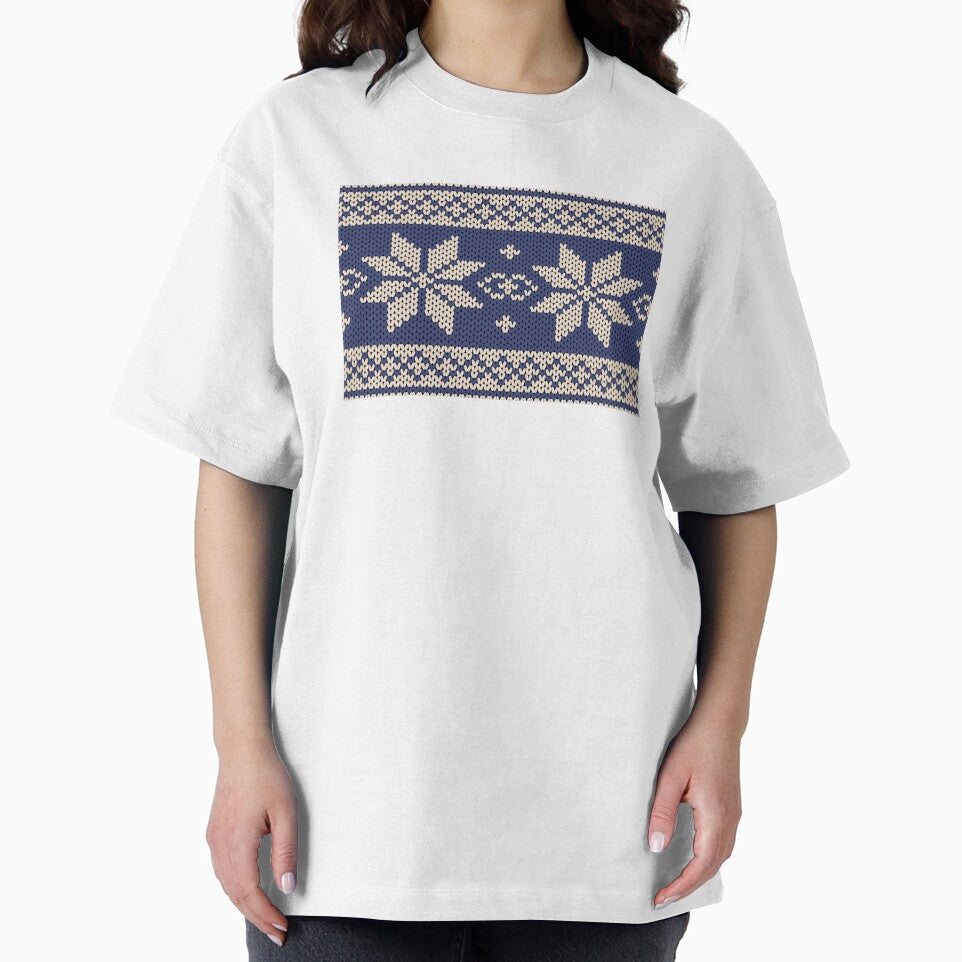 Christmas snowflake knitted pattern on a dark blue background. by Nengsang