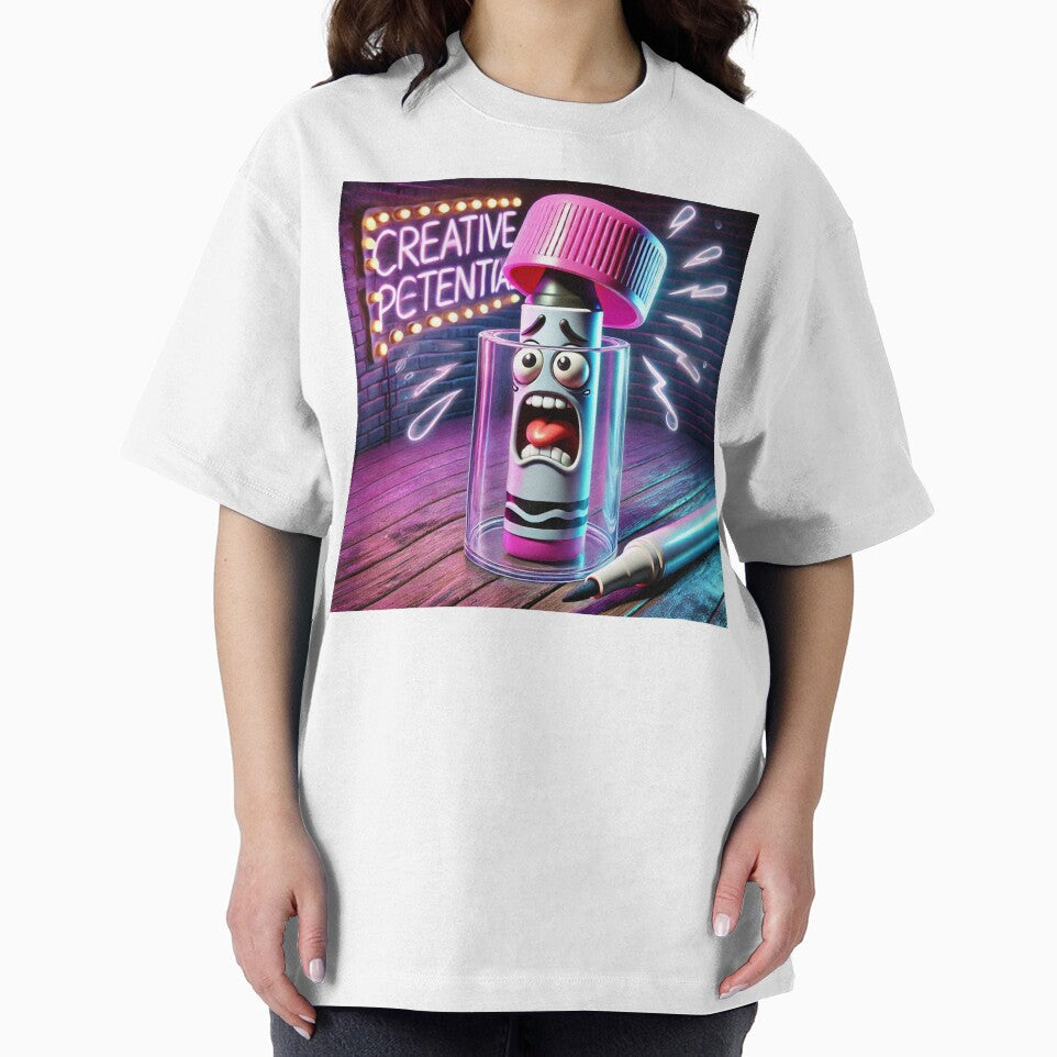 CREATIVE POTENTIAL” — terrified marker trapped in a glass jar by ComedyInkFactor