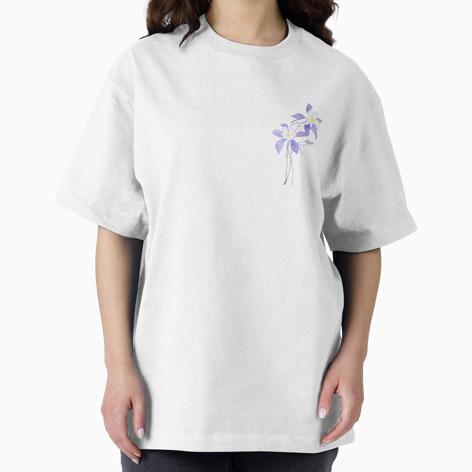 hand painted  purple wild flower columbine flower watercolor by ColorandColor