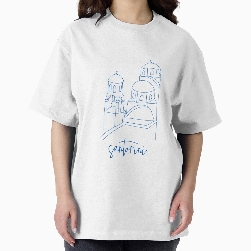 minimalist santorini landmark in blue by neopop