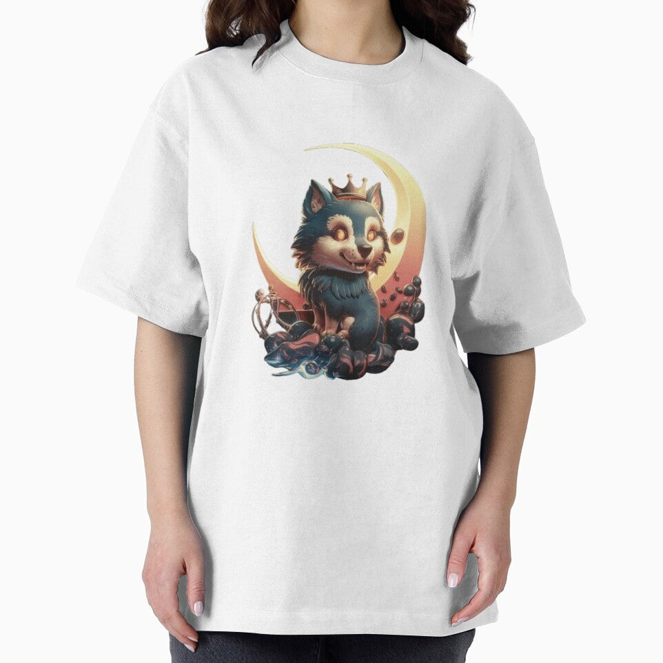 Retro Wolf Graphic - 90s Nostalgia Oversized Unisex Top by TrendTrove1