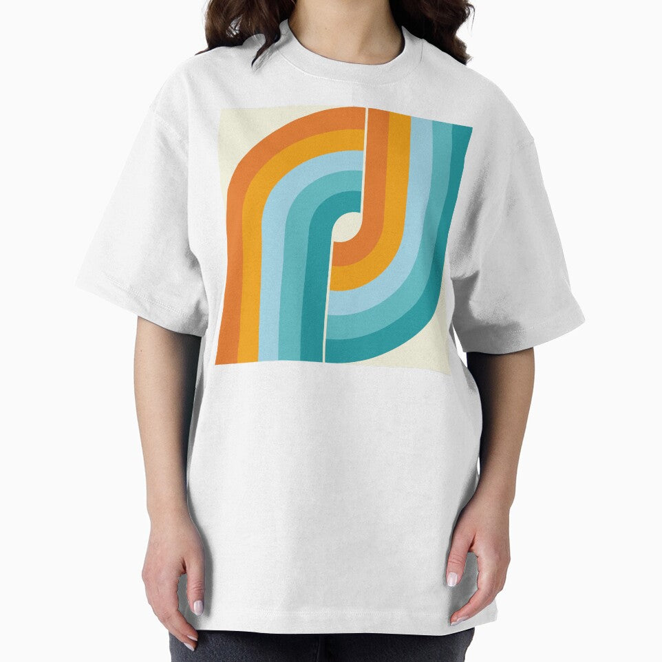Geometric Retro Vintage Style - Turquoise blue and Orange by JMgraphic