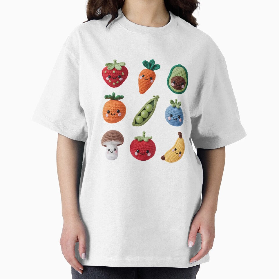 Kawaii Crochet Fruits and Vegetables Grid Design by NavigatorStreet
