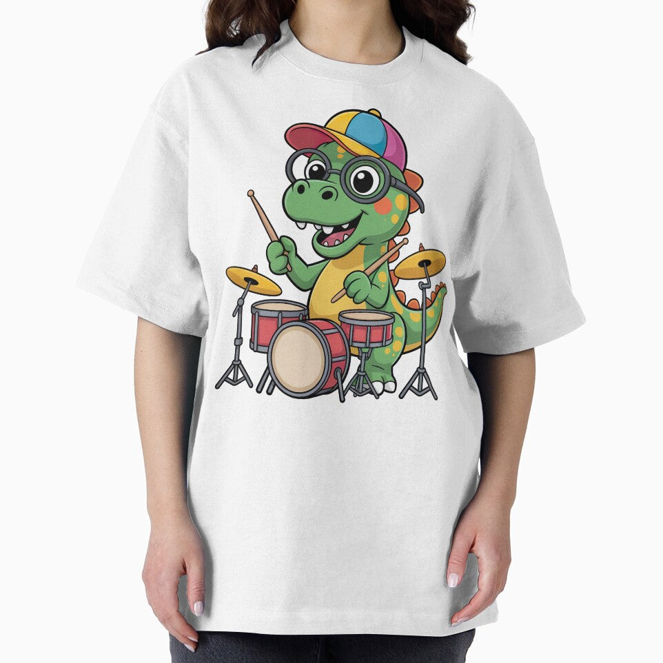 Cartoon Dinosaur, Cartoon Dinosaur Playing Drums by graphic-genie