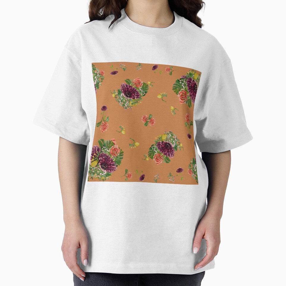 Dahlia palm flower pattern a watercolor orange by Yana Mustafina | Boho Soulful Designs