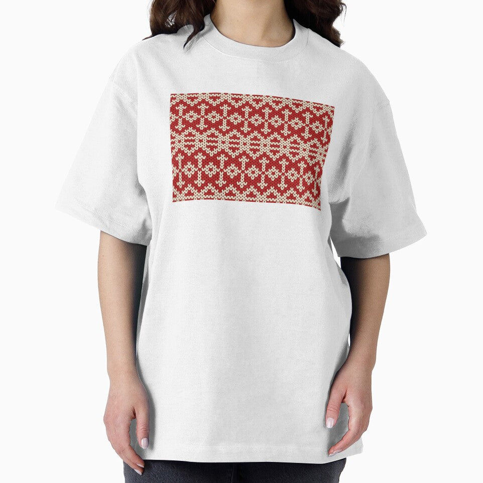 Red yarn knitted pattern in a native tribal style. by Nengsang