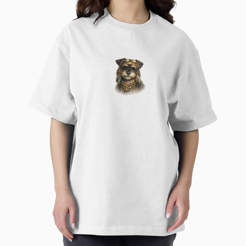 Hippie Schnauzer Dog Art – Peace Love Miniature Schnauzer Illustration by DogYouChose
