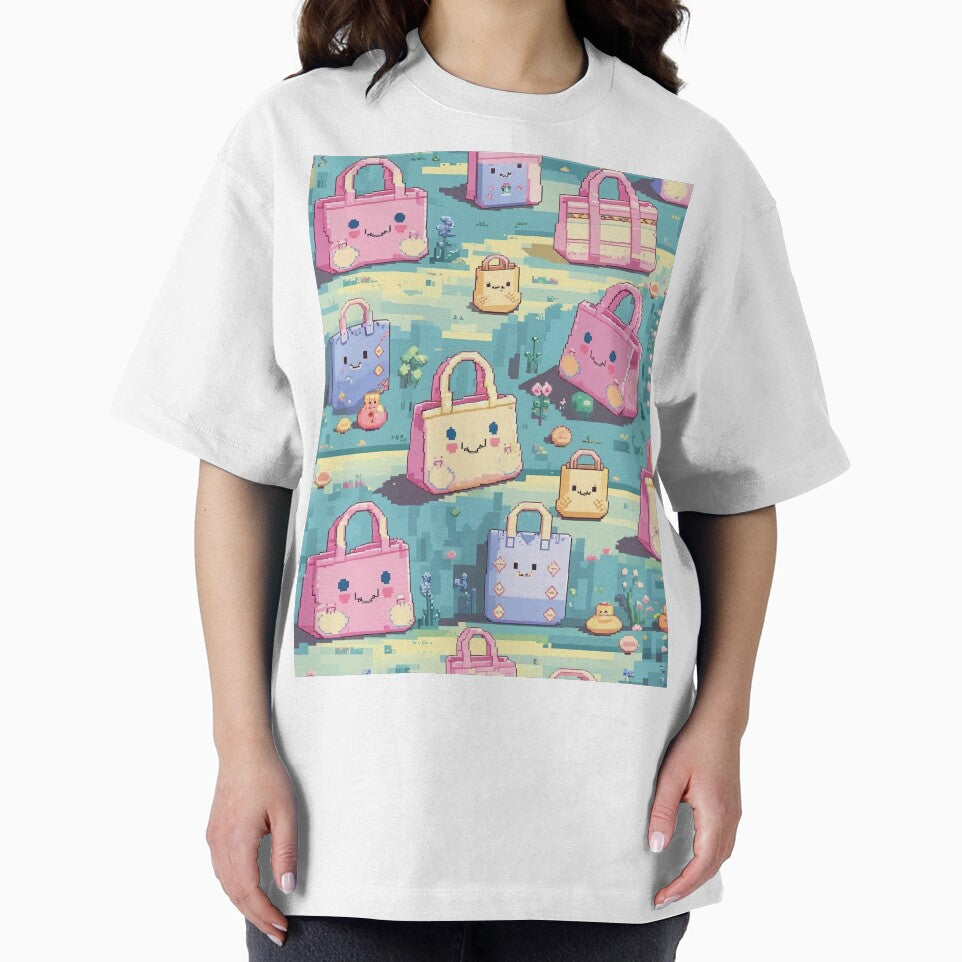 pastel pixel gaming landscape totes design by AKANKEDESIGN
