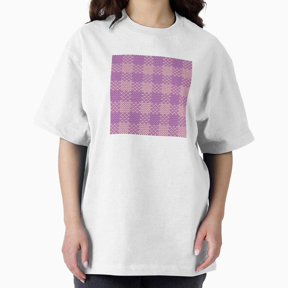A pink plaid knitted yarn pattern in a square shape. by Nengsang