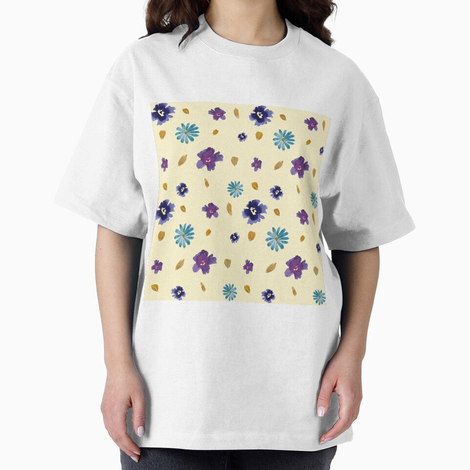 Viola daisy peony petal beige pattern watercolor by Yana Mustafina | Boho Soulful Designs