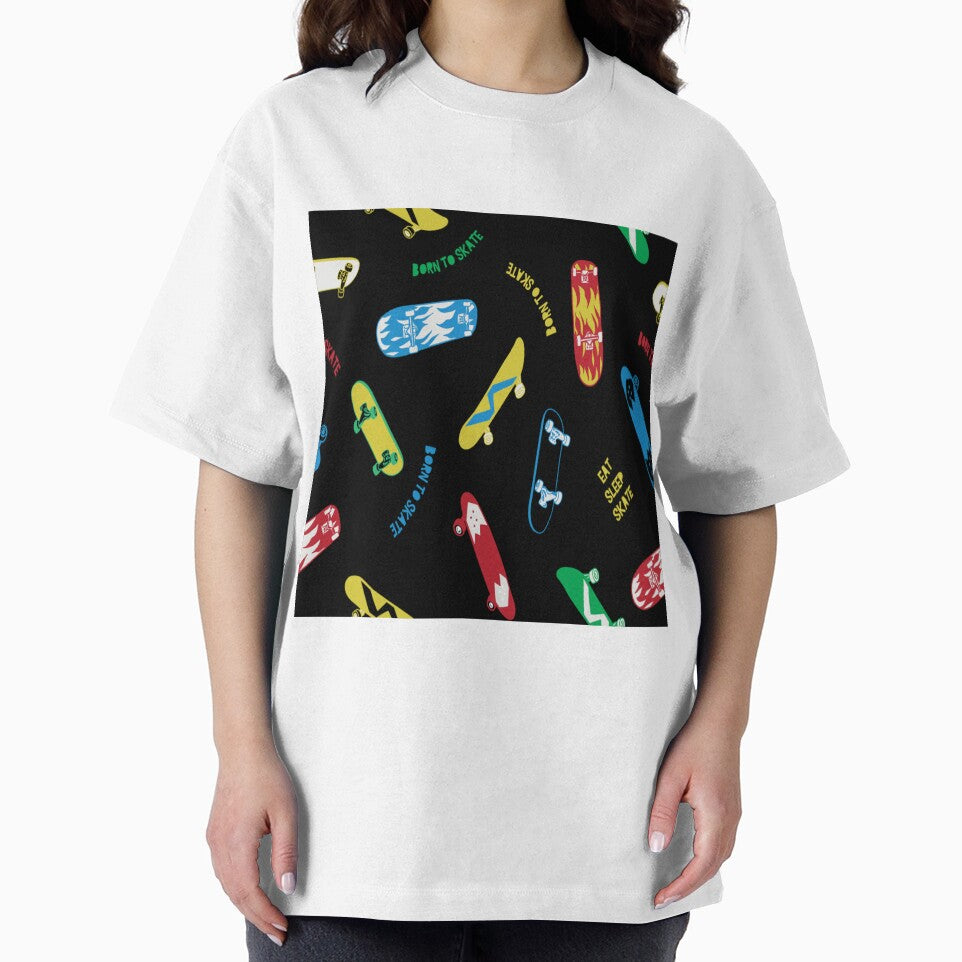 Skateboard Illustrations Allover Pattern for Apparel for Men's & Women's Fashion by TeeFashionShop