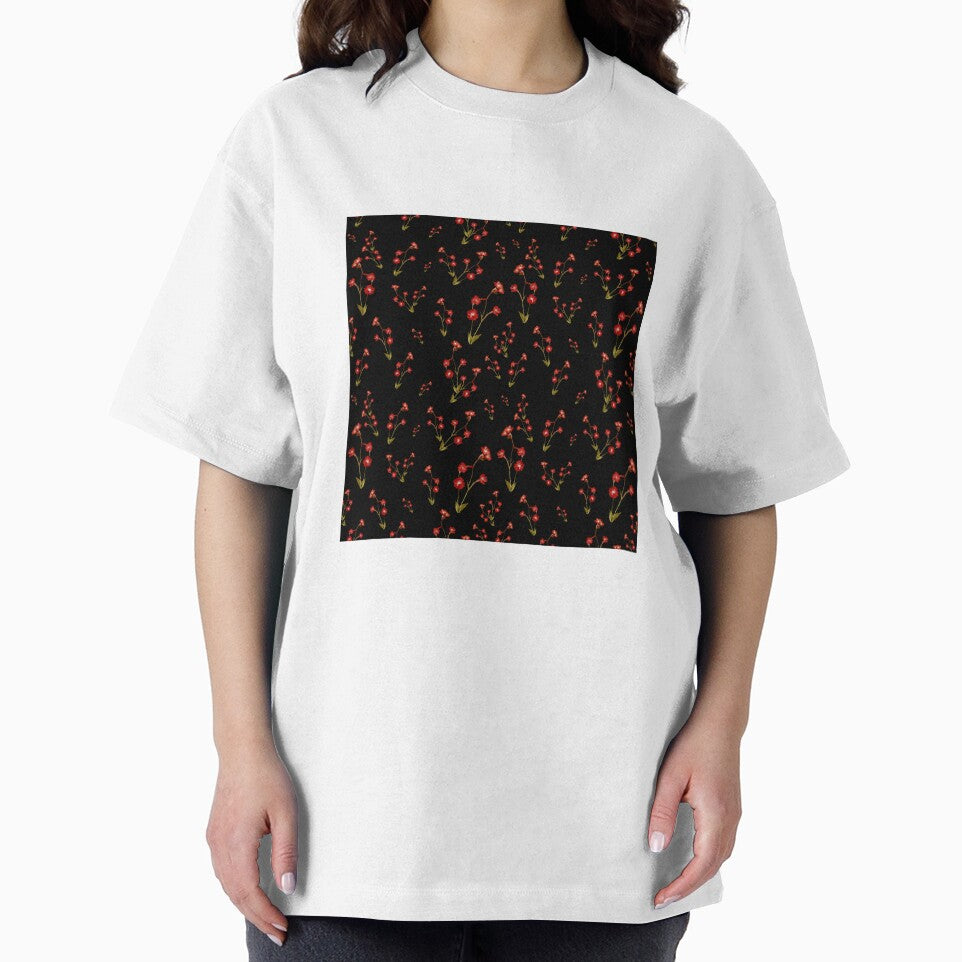 Flower red pattern a cute watercolor illustration black by Yana Mustafina | Boho Soulful Designs