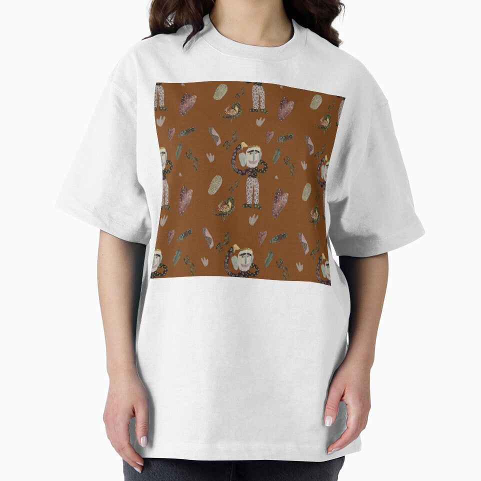 Cartoon Man heart abstract seamless pattern brown version by Yana Mustafina | Boho Soulful Designs