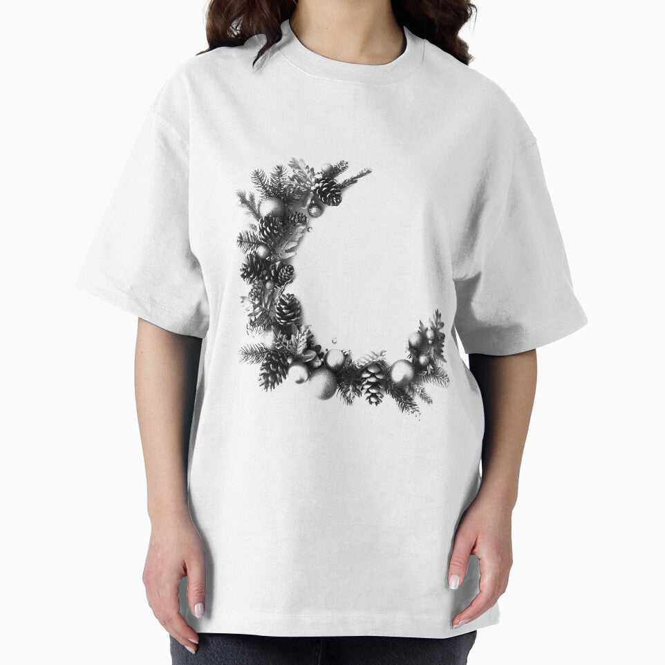 Pinecone Christmas Wreath Corner – Black and White Holiday Illustration by inkoutninja