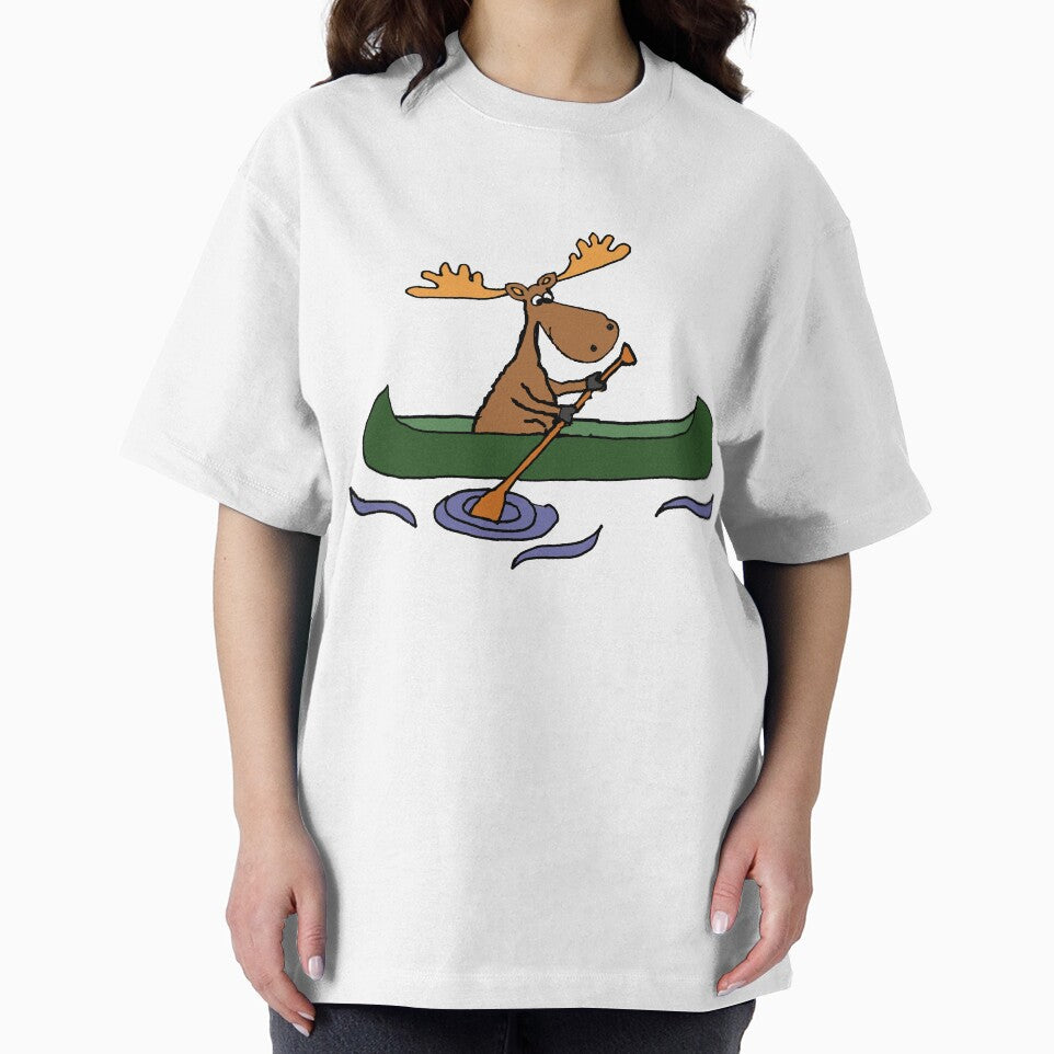 Funny Moose Canoeing Cartoon by Nature's Fancy