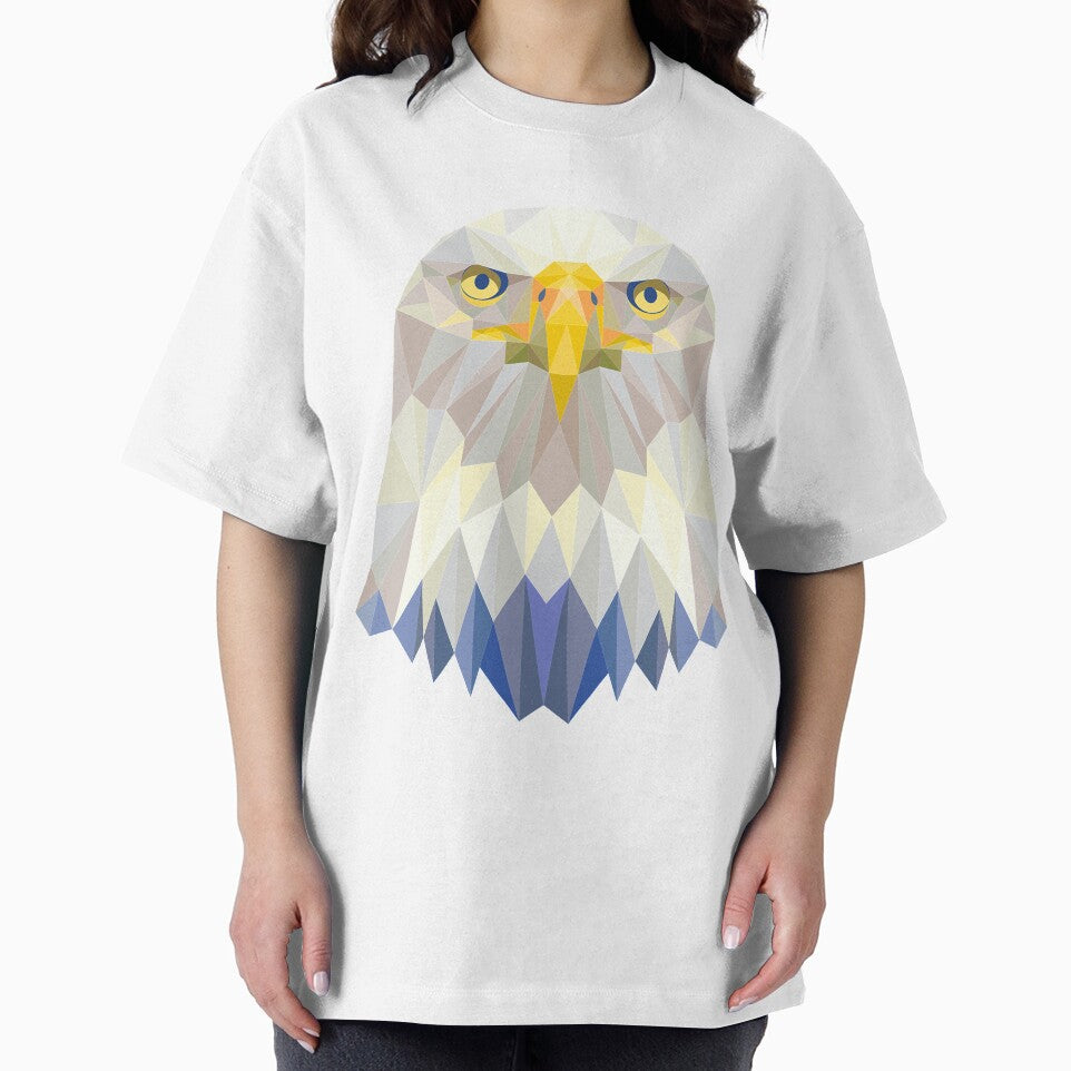 Bald Eagle Head USA T-Shirt Geometric Polygon Design Tee by AllStarMerch