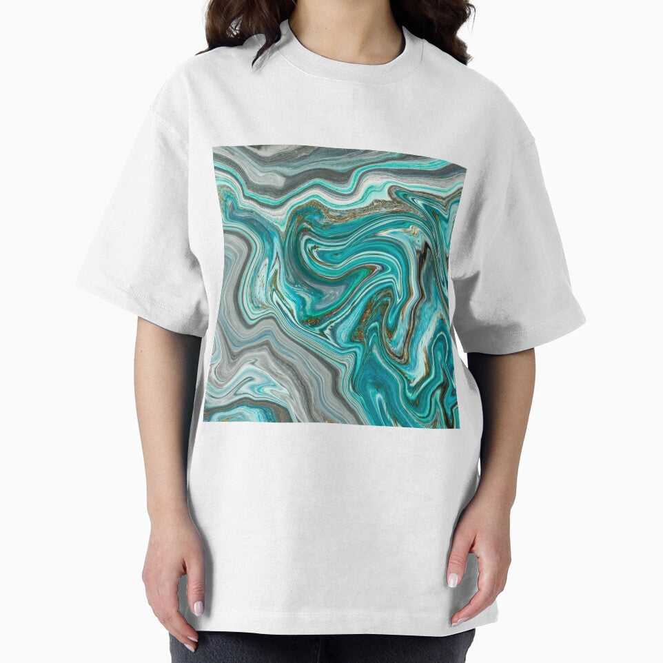 Agate Abstract Teal, Gray, White, Brown Swirl Pattern by silviaol