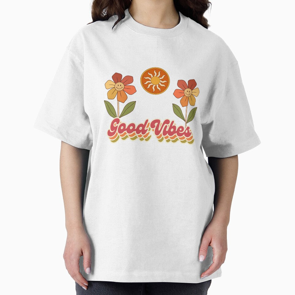 Good Vibes Retro Hippie Flowers by JadedLilacsArt
