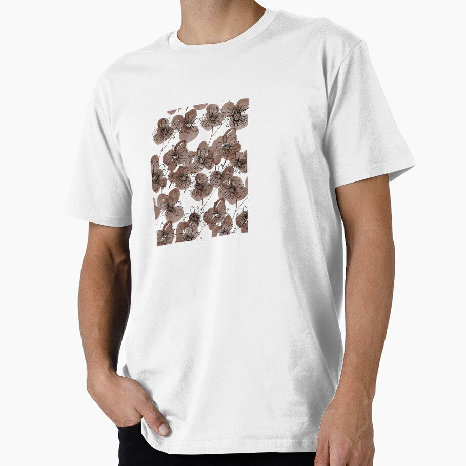 Seamless Brown Floral Watercolor Pattern (Minimal Line Art) by Bloomsia