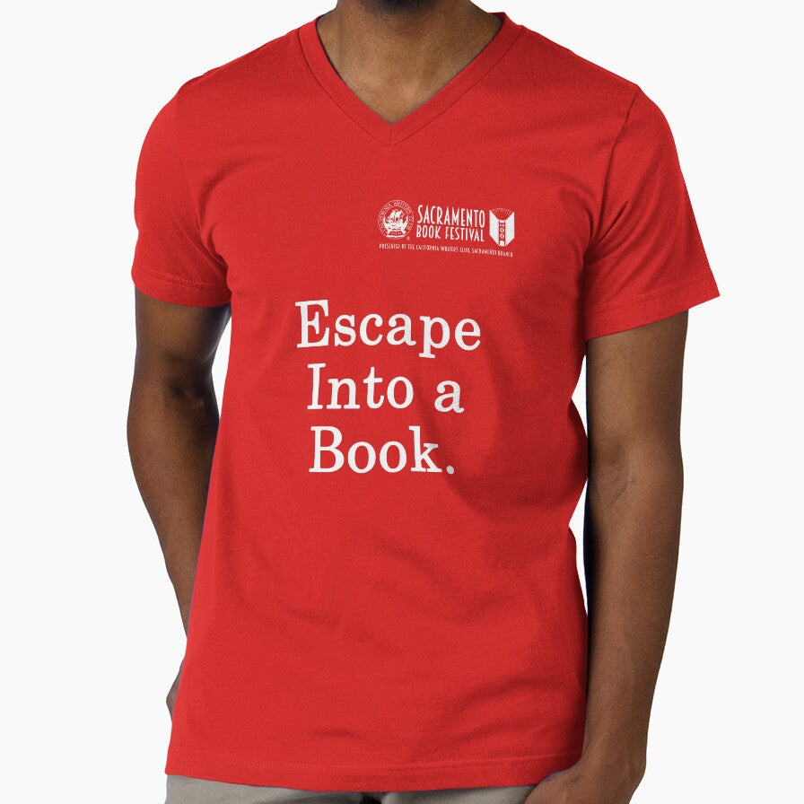 Sacramento Book Festival - Escape Into a Book white letters by SacBookFest